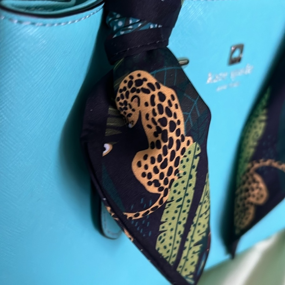 Kate Spade cove street provence fresh air blue crossbody with leopard scarf - Picture 4 of 15